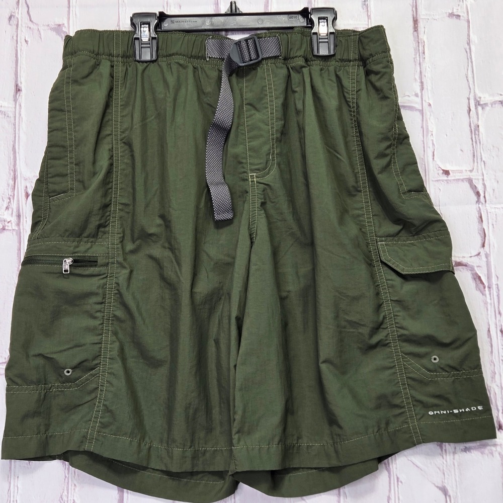Columbia Cargo Shorts Olive Green Omni-Shade Hiking Fishing Outdoor Men Large 9L